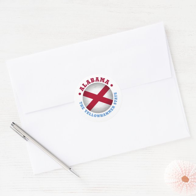 ALABAMA STATE FLAG CLASSIC ROUND STICKER (Envelope)