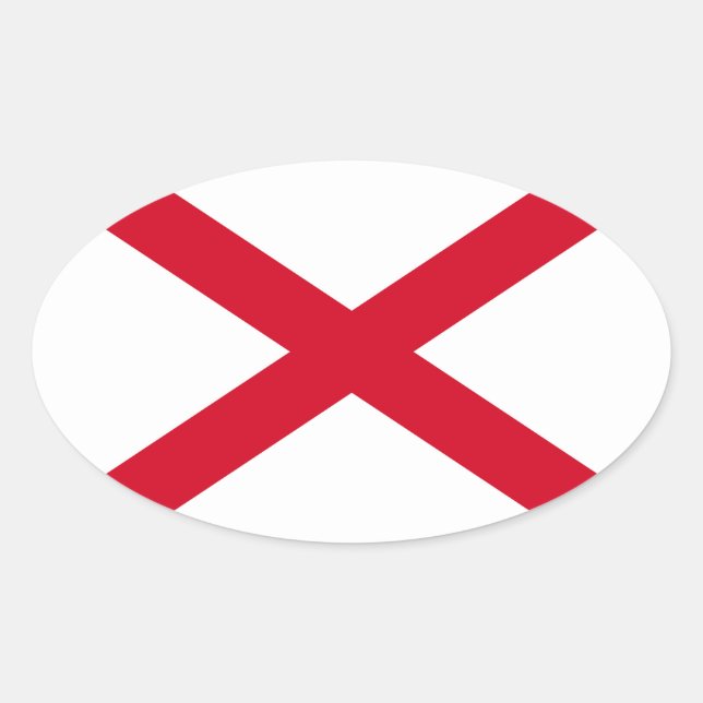 Alabama State Flag Design Oval Sticker (Front)