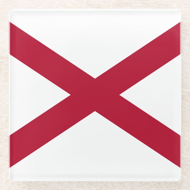Alabama State Flag Glass Coaster (Front)