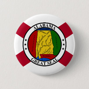 Alabama State Flag/ State seal superimposed 2 Inch Round Button
