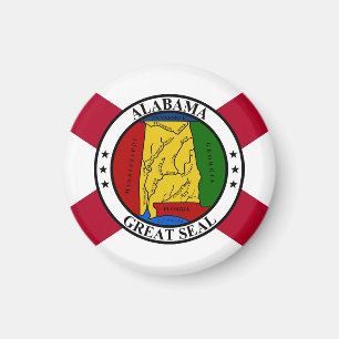 Alabama State Flag/ State seal superimposed Magnet