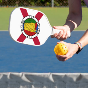 Alabama State Flag/ State seal superimposed Pickleball Paddle