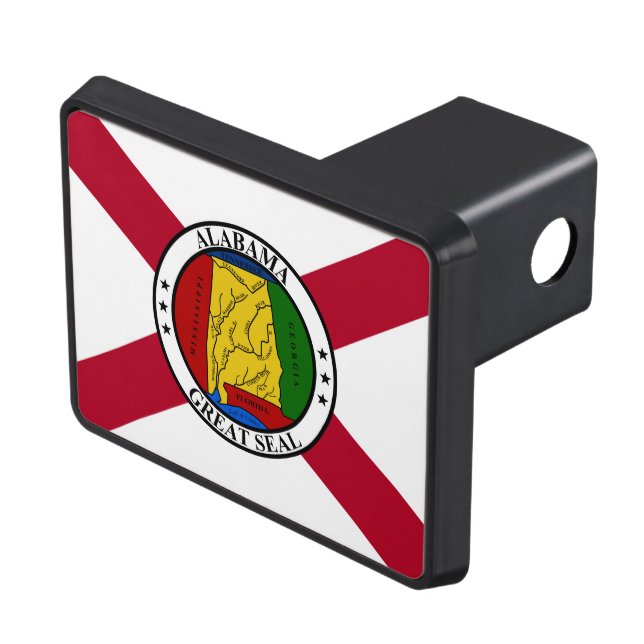 Alabama State Flag/ State seal superimposed Trailer Hitch Cover (Top Right)