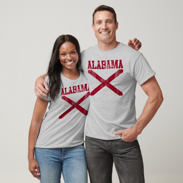 Alabama State Flag T-Shirt (Distressed) (Unisex)