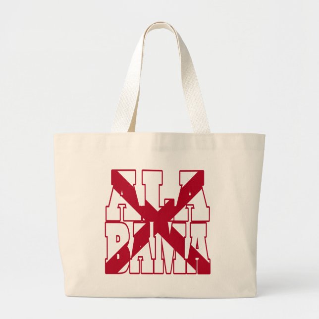 Alabama state flag text large tote bag (Front)