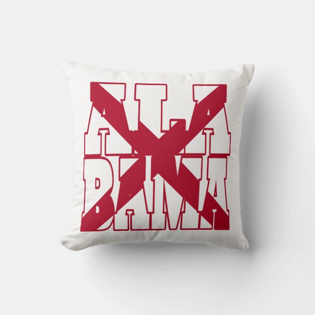 Alabama state flag text throw pillow (Front)