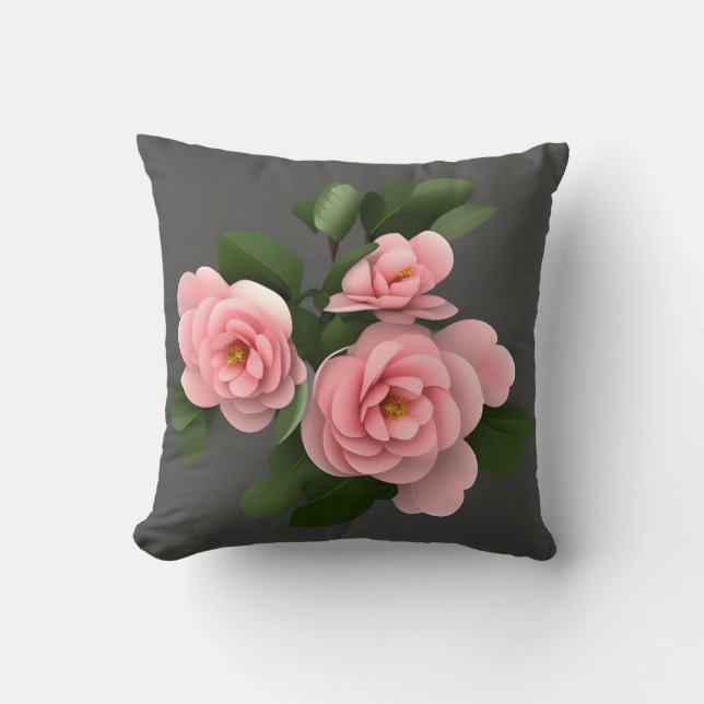 Alabama State Flower - Camellia Throw Pillow (Front)
