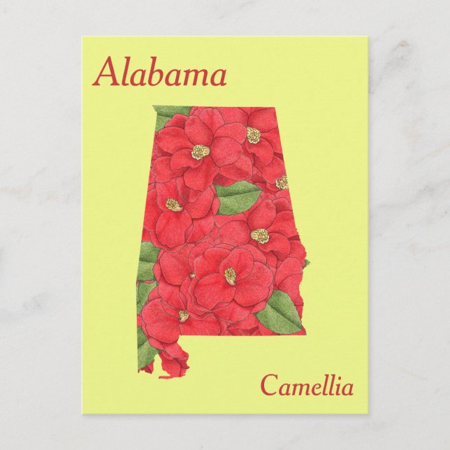 Alabama State Flower Collage Map Postcard (Front)