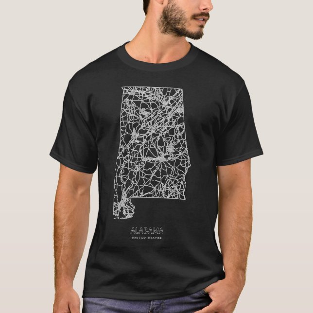 Alabama State Map 2 Art Print T-Shirt (Front)