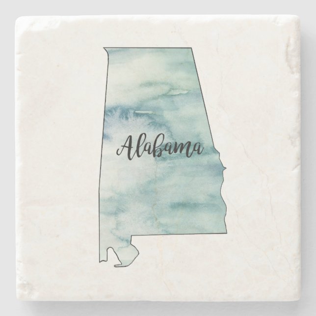 Alabama State Map Marble Stone Coaster (Front)
