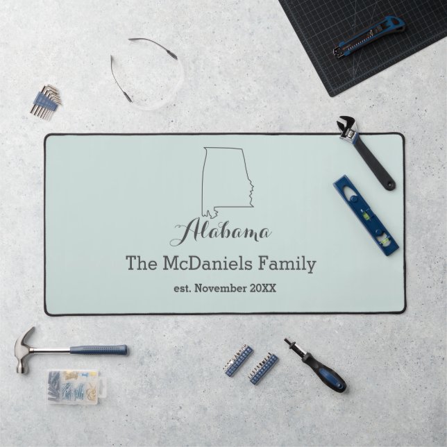 Alabama state map outline family personalized   desk mat (Workstation)