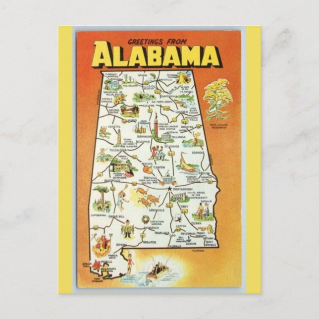 Alabama State Map Postcard (Front)