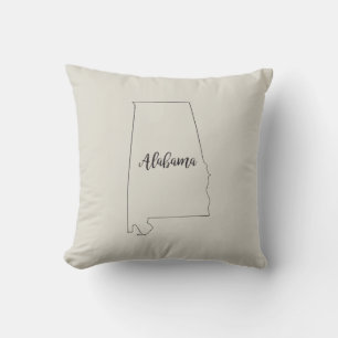 Alabama State Map Throw Pillow