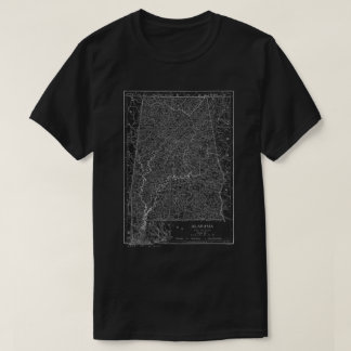 Alabama State Map White on Dark Tee