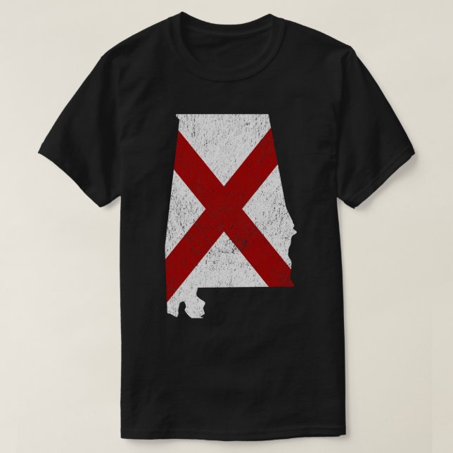 Alabama State Map with Alabama Flag Incorporated T T-Shirt (Design Front)