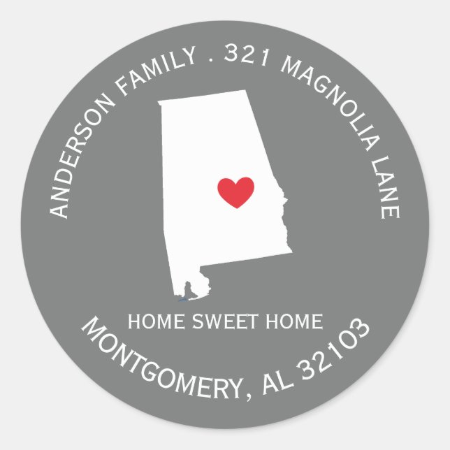 ALABAMA State | New Home Address Label Sticker (Front)