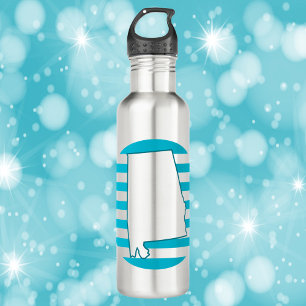 Alabama State Outline Blue Circle 710 Ml Water Bottle