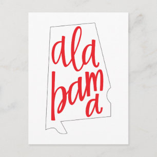 Alabama State Outline Postcard