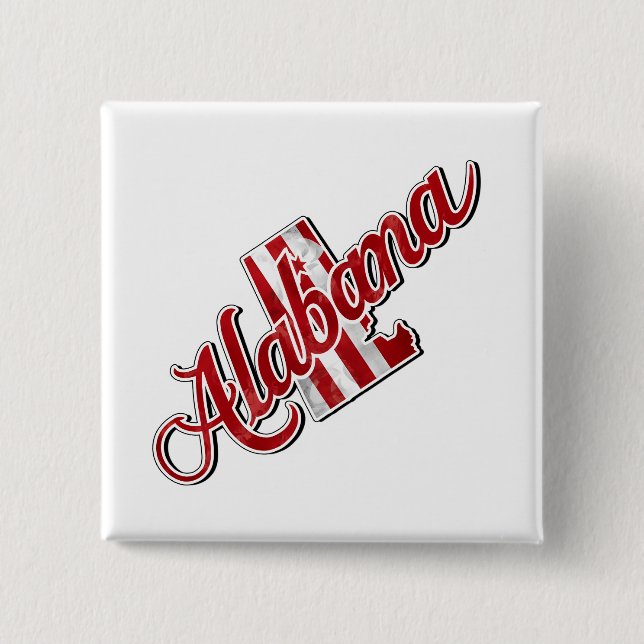 Alabama State Outline Tiny 2 Inch Square Button (Front)