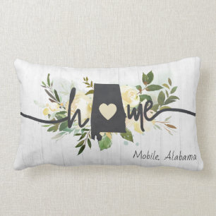 Alabama State Personalized Your Home City Rustic Lumbar Pillow