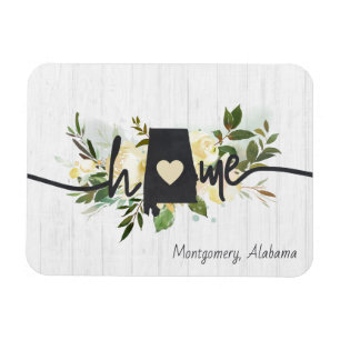 Alabama State Personalized Your Home City Rustic Magnet
