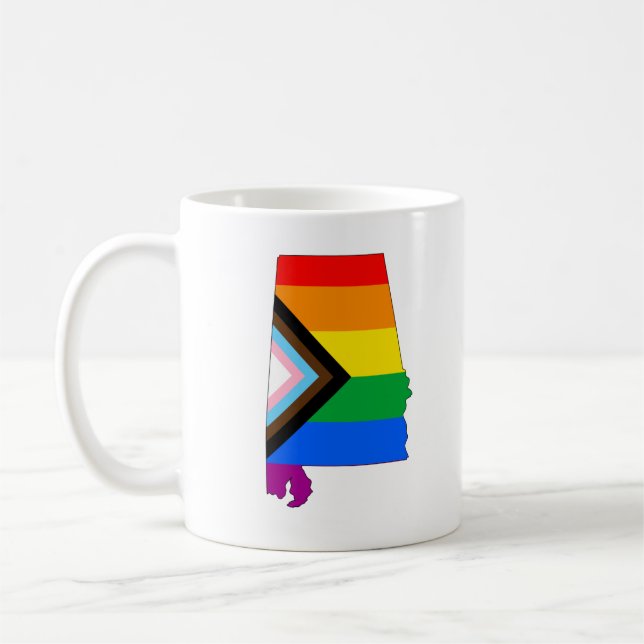 Alabama State Pride LGBTQ Progress Pride Coffee Mug (Left)