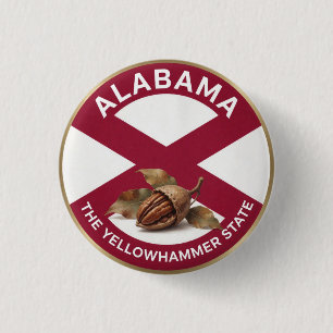 Alabama State Pride 🥜 Peanut Emblem 1 Inch Round Button