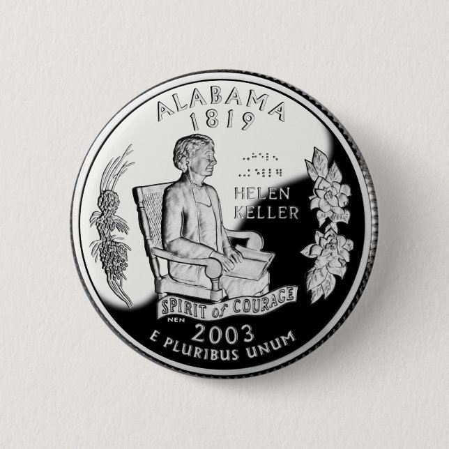 Alabama State Quarter 2 Inch Round Button (Front)