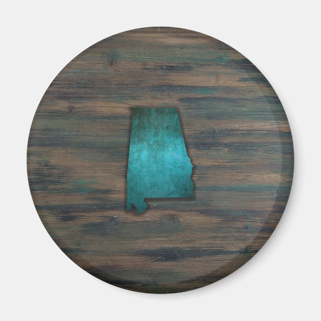 Alabama State Shape Teal Magnet (Front)