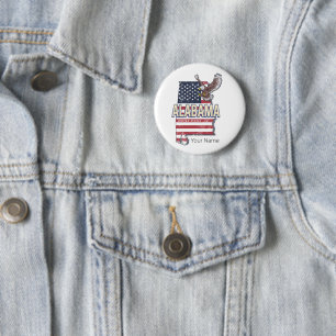 Alabama State United States Retro Map Vintage USA 2 Inch Round Button
