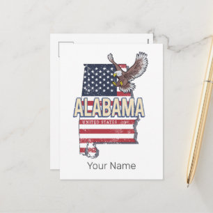 Alabama State United States Retro Map Vintage USA Holiday Postcard