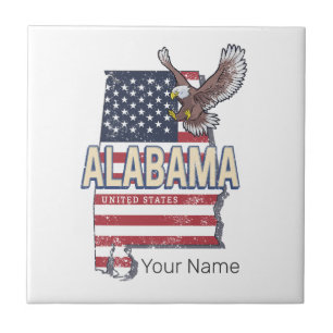 Alabama State United States Retro Map Vintage USA Tile