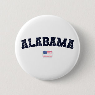 Alabama State USA Flag Vintage Distressed 2 Inch Round Button