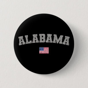 Alabama State USA Flag Vintage Distressed 2 Inch Round Button