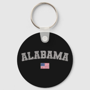 Alabama State USA Flag Vintage Distressed Keychain