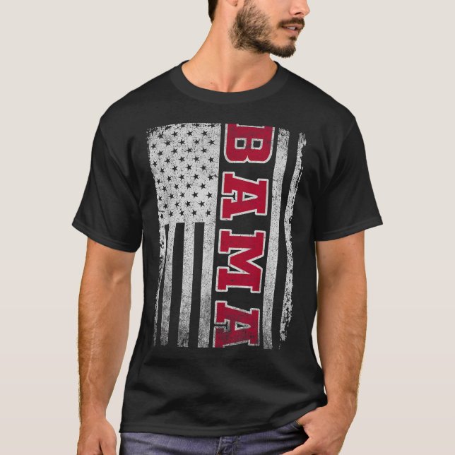 Alabama Throwback Patriotic Flag Design For Men Wo T-Shirt (Front)