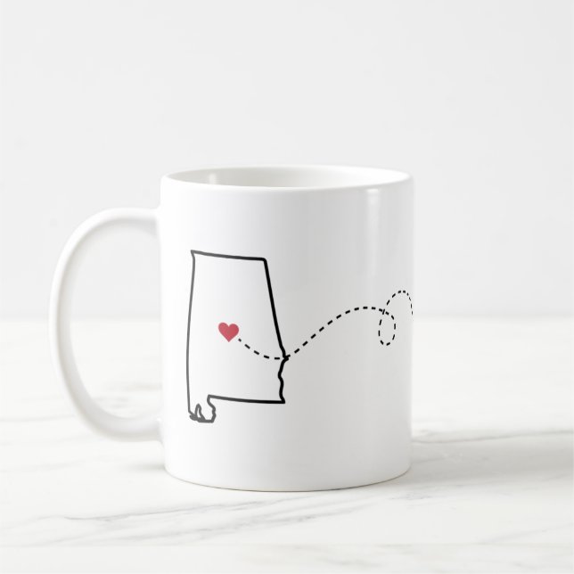 Alabama to Pennsylvania - Heart2Heart Coffee Mug (Left)