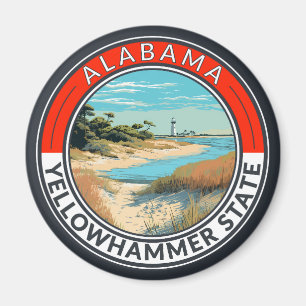 Alabama Travel Art Badge Magnet