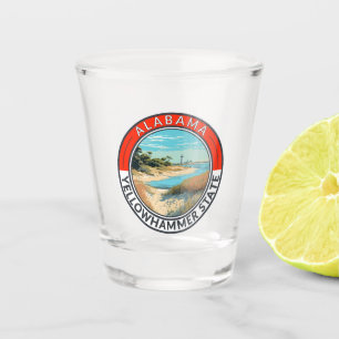Alabama Travel Art Badge Shot Glass