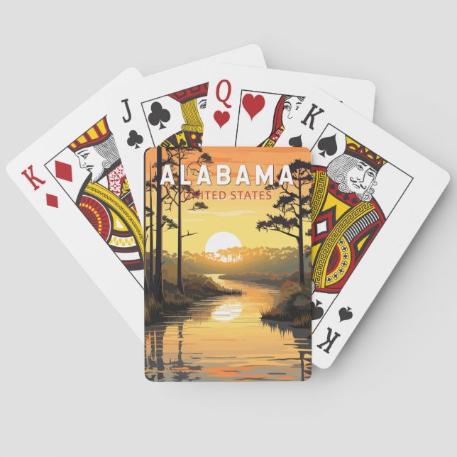 Alabama Travel Art Vintage Playing Cards (Back)