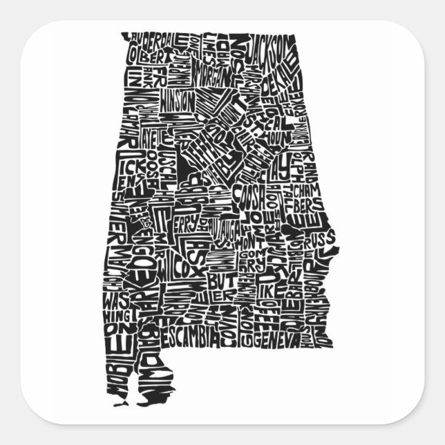 Alabama typographie carte portable autocollant (Devant)