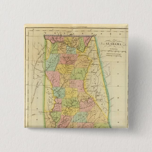 Alabama US 2 Inch Square Button (Front)