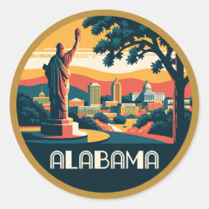 Alabama USA Birmingham Deep South History 🏛️ Classic Round Sticker