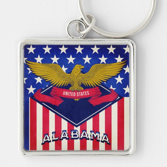 Alabama USA Flag  Keychain (Front)