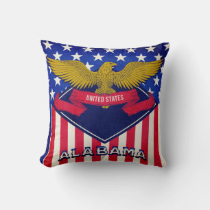 Alabama USA Flag Throw Pillow