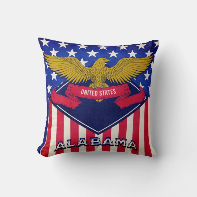 Alabama USA Flag    Throw Pillow (Front)