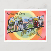 Alabama Vintage Big Letters Postcard