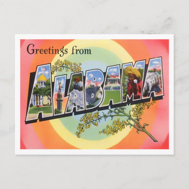 Alabama Vintage Big Letters Postcard (Front)