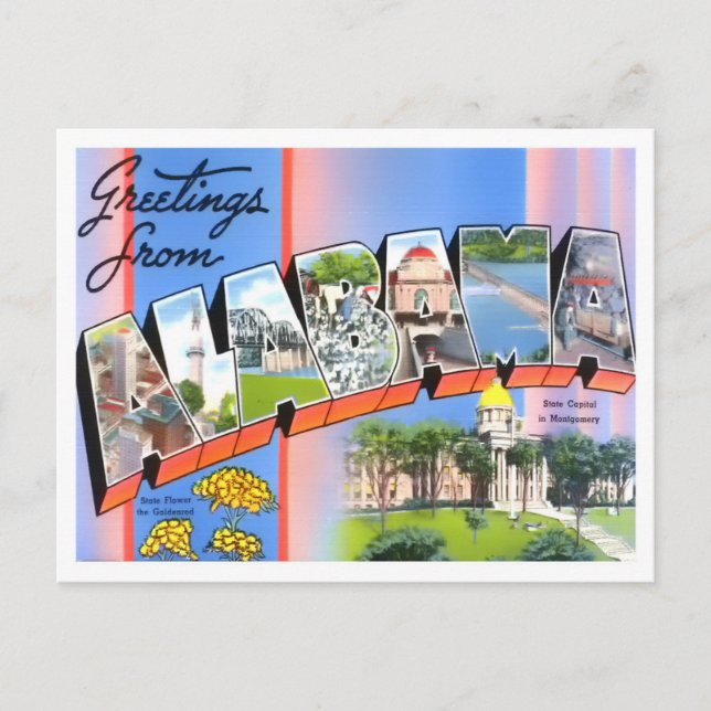 Alabama Vintage Big Letters Postcard (Front)