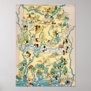 Alabama Vintage Map Poster